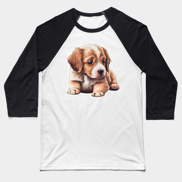 dog puppy cute sticker Baseball T-Shirt by JigglePeek